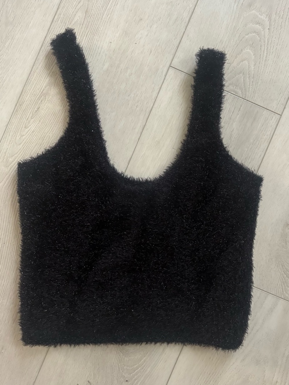 Bershka Fuzzy Black Cropped Tank